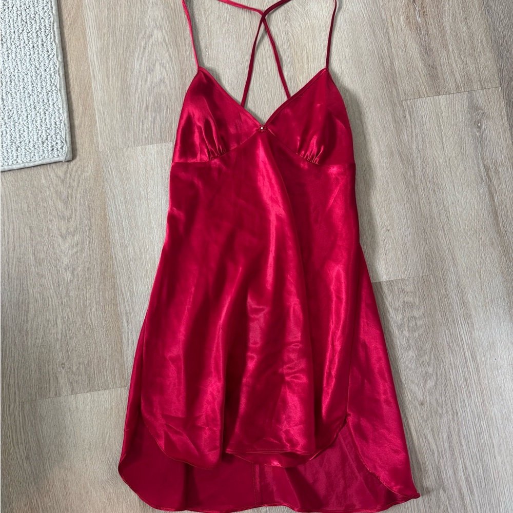 La SENZA Red Satin Chemise